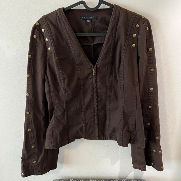 Women’s Laundry Shelli Segel Brown Lightweight Studded Jacket size 0 - Picture 1 of 3